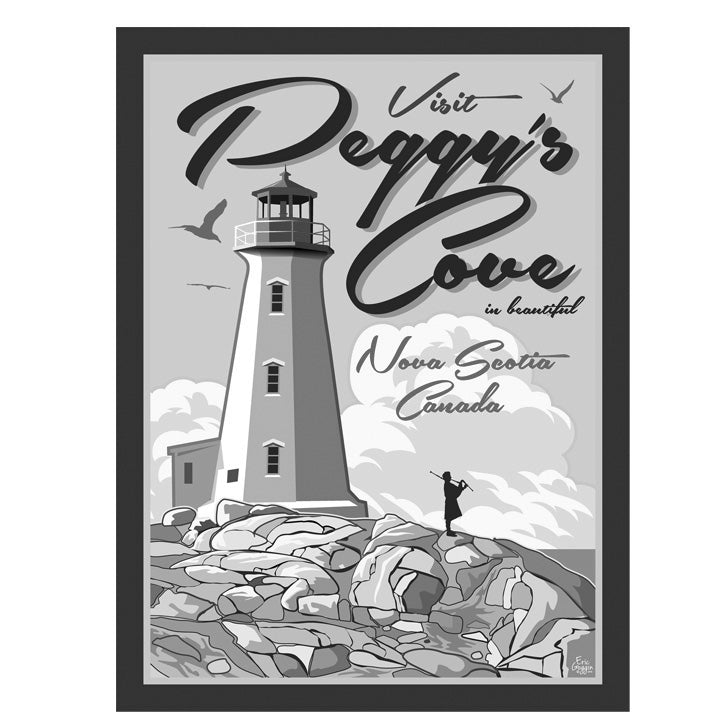 Destination Art - Peggy's Cove Black and White